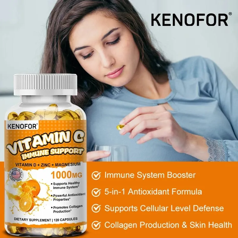 Vitamin C Supplement for Immune Support & Antioxidant Protection Vegan Friendly Non-GMO Gluten Free 30/60/120 Capsuels