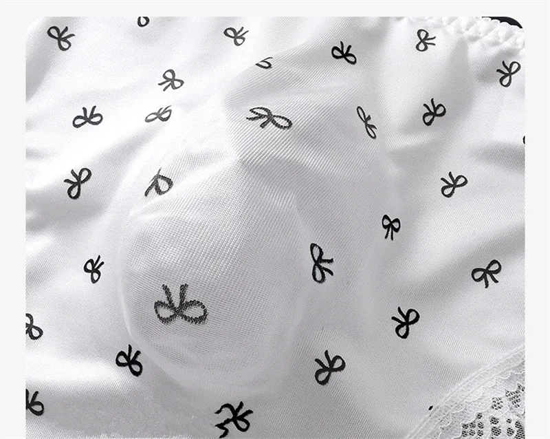 Soft men's underwear bow print lace calzoncillos hombre 3D space adults 18 plus size cueca nude feeling sissy cuecas masculino