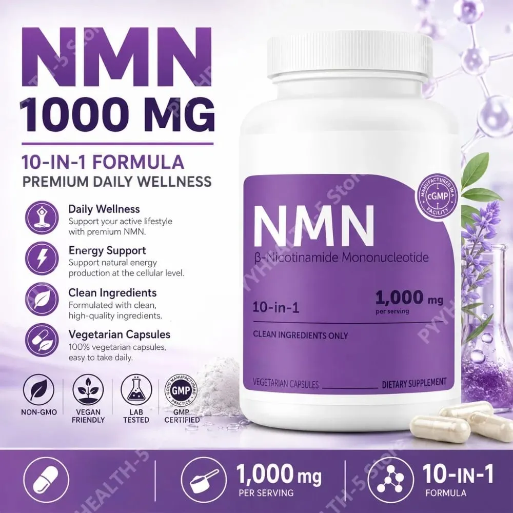 NMN Complex 1000mg ανά μερίδα 10-σε-1 NAD+ Precursor with Resveratrol CoQ10 120 Vegetarian Capsules Daily Support