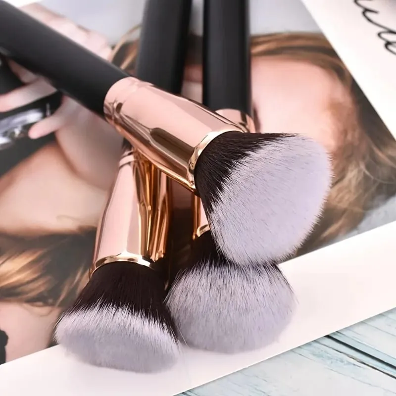 3pcs Professional Makeup Brush Set na may Foundation Blush at Eyeshadow Brushes - Soft Nylon Bristles Portable Travel-Friendly Co