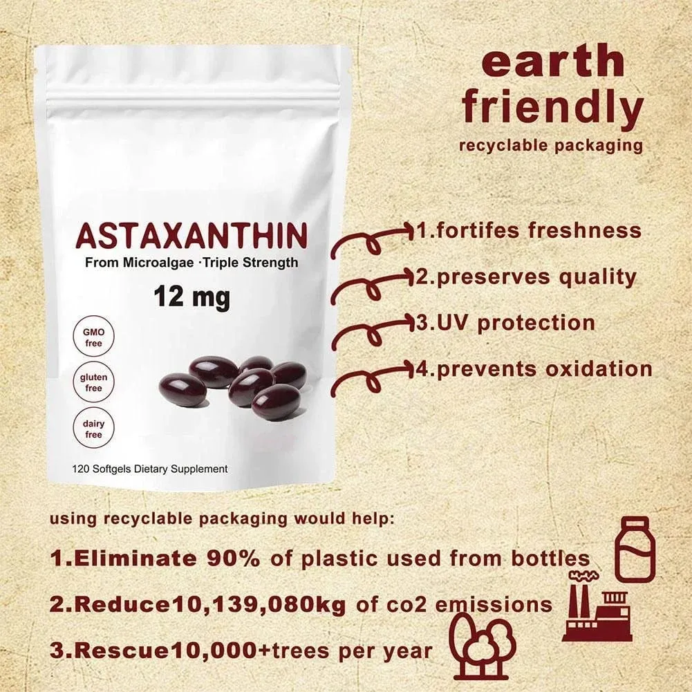 Sinusuportahan ng Premium Astaxanthin Capsules Antioxidant Supplements ang Joint ng Mata Internal Circulation Kalusugan ng Balat at Natural Tanning