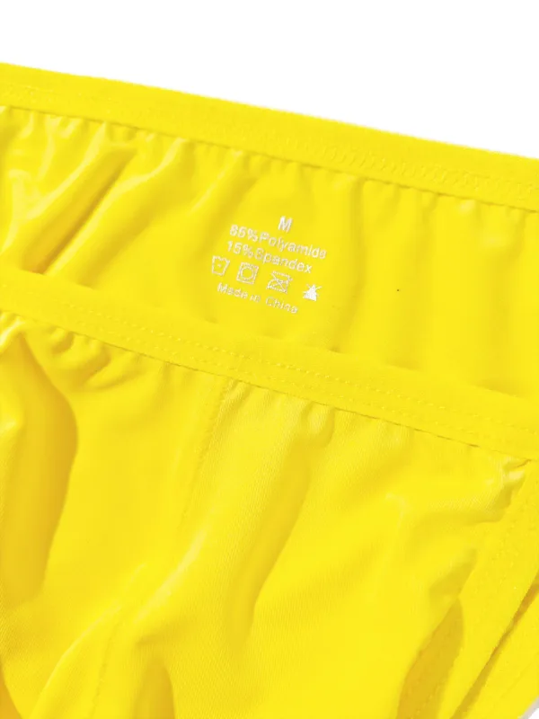 1PC Men's Sexy Low-Waist Briefs with Large Pouch Single Color Thin Belt Comfortable Thin Design for Summer Pure Color Underwear