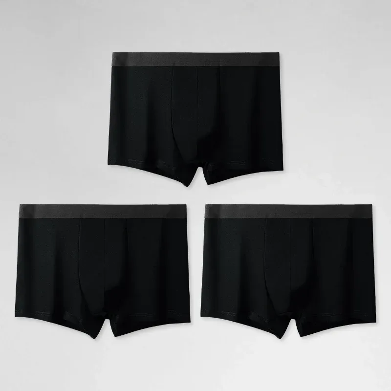 3PCS Pure Cotton Men's Underwear, Men's Boxer Briefs, Youth Pure Color Mid-Waist Boxer Briefs, Breathable Cotton Factory