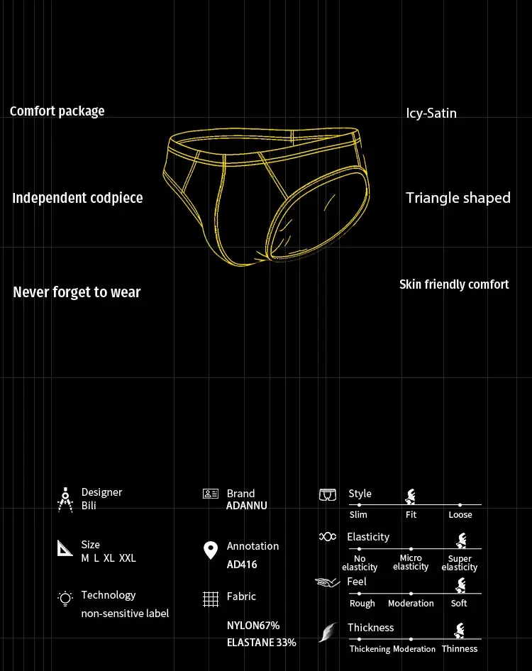 1/3Pcs Satin Nylon Men's Briefs Skin-friendly Breathable Mens Underwear Panties Large Crotch Pouch Man Bikini Underpants Briefs