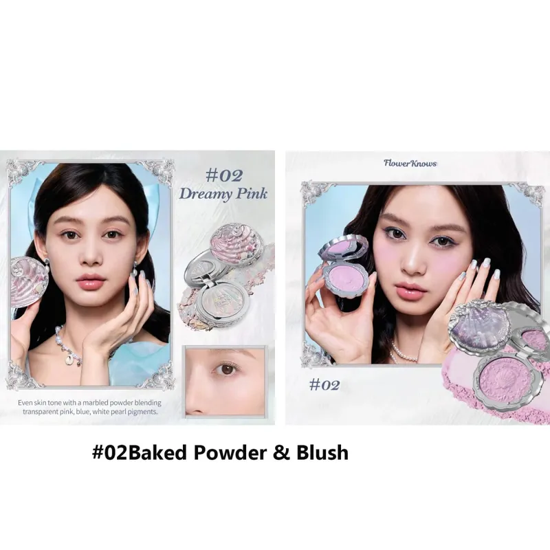 Σετ δώρου μακιγιάζ Flowerknow Shell's Jewel Eyeshadow Blush Lip Glaze Setting Powder Correcting Primer For Women Full Kit