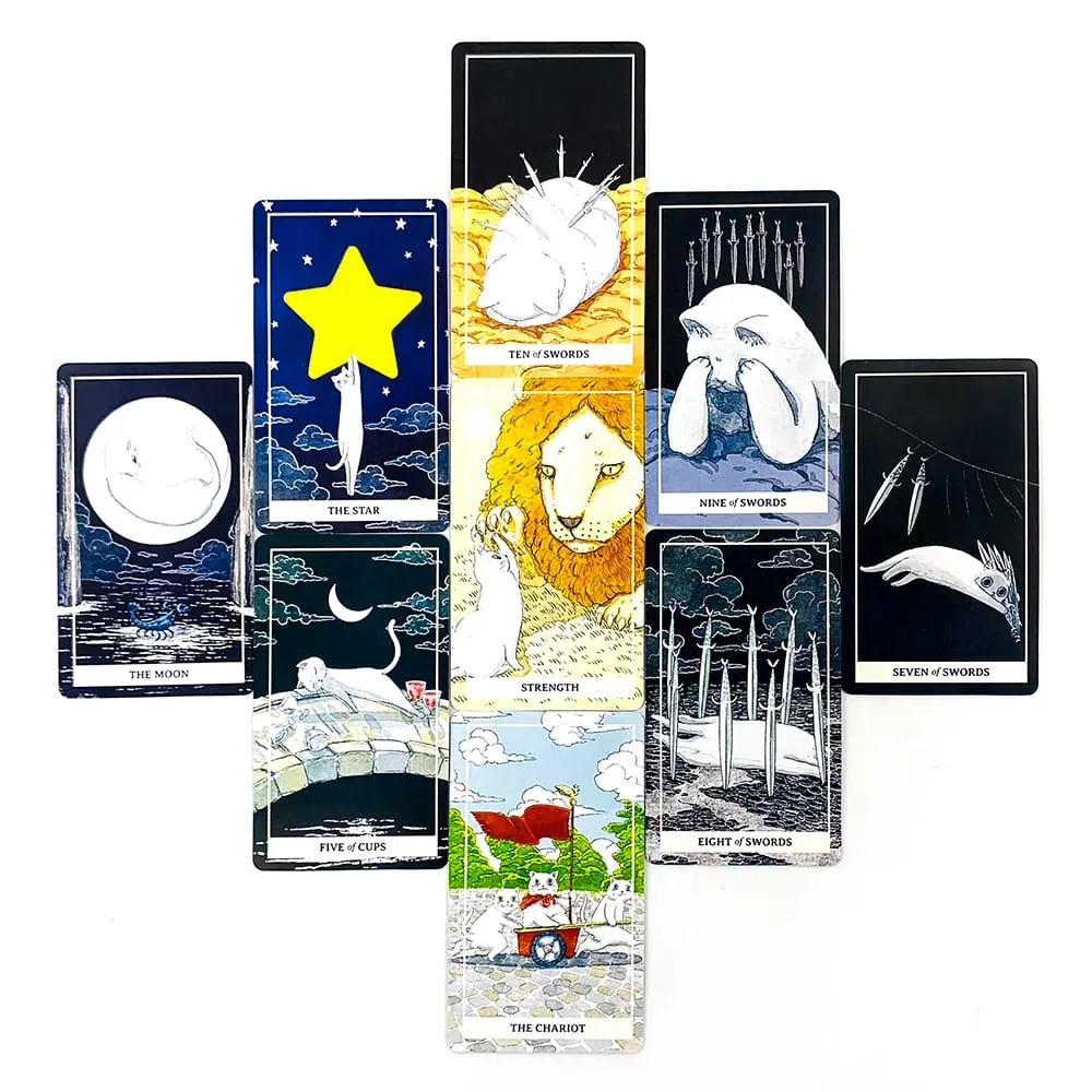 New White Cat Tarot Deck A 78 Edition-Themed Cat-Themed Borad Game For Cat Lovers Εξαιρετικό για μαντεία Διαλογισμό και παιχνίδια πάρτι