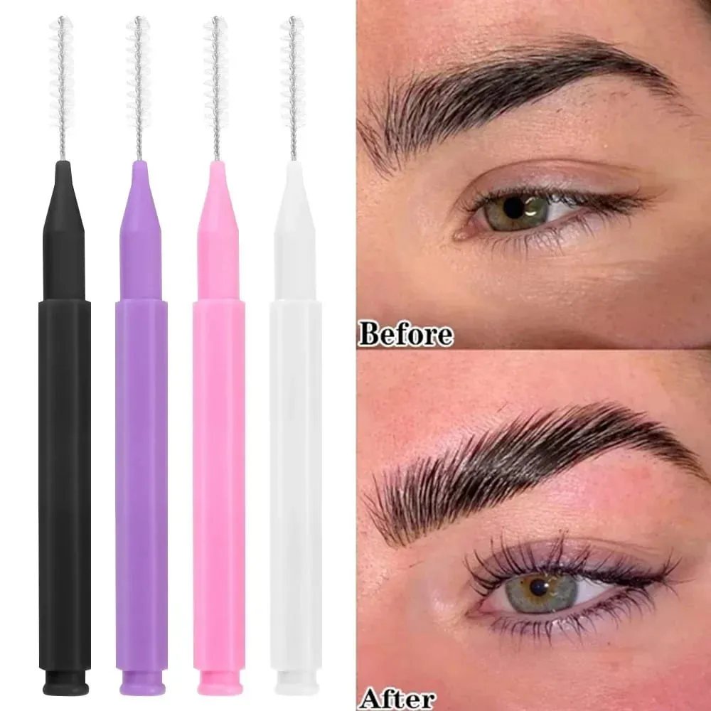 מברשות גבות מיני חד פעמיות ניידות 10/50 PS מריחת מברשת להרמת גבות מריחות הארכת ריסים מסרק כלי איפור יופי