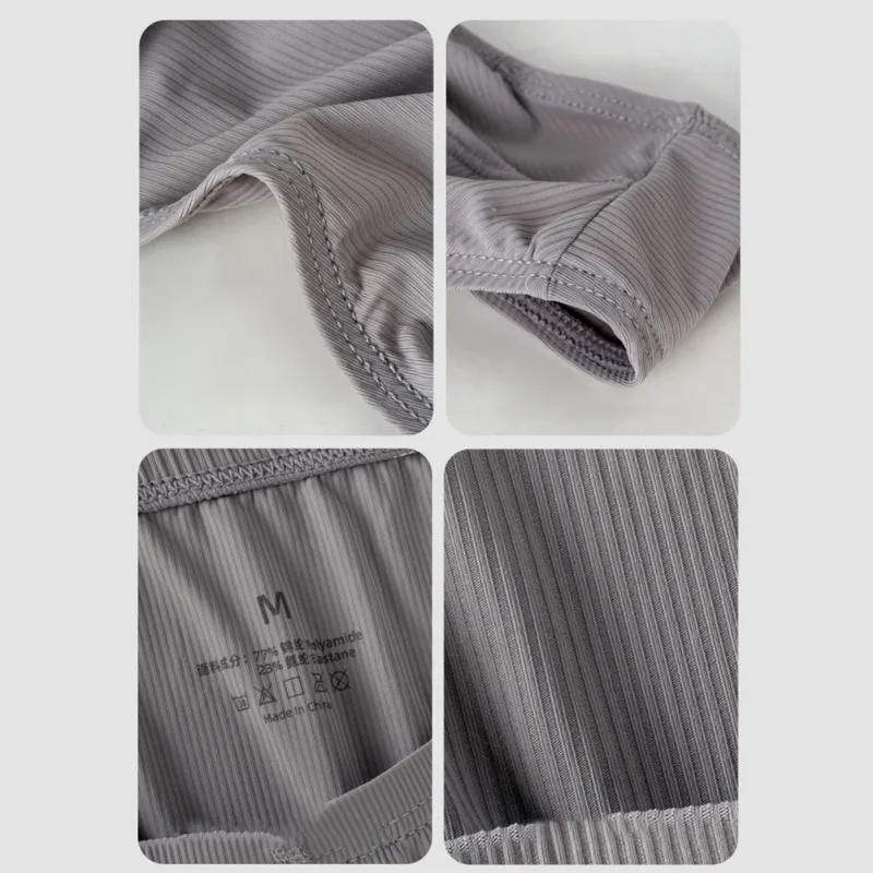 Ice Silk Thongs Men Sexy Underwear Soft Ribbed G-string Breathable Underpants Seamless Panties Male Lingerie Bulge Pouch Briefs
