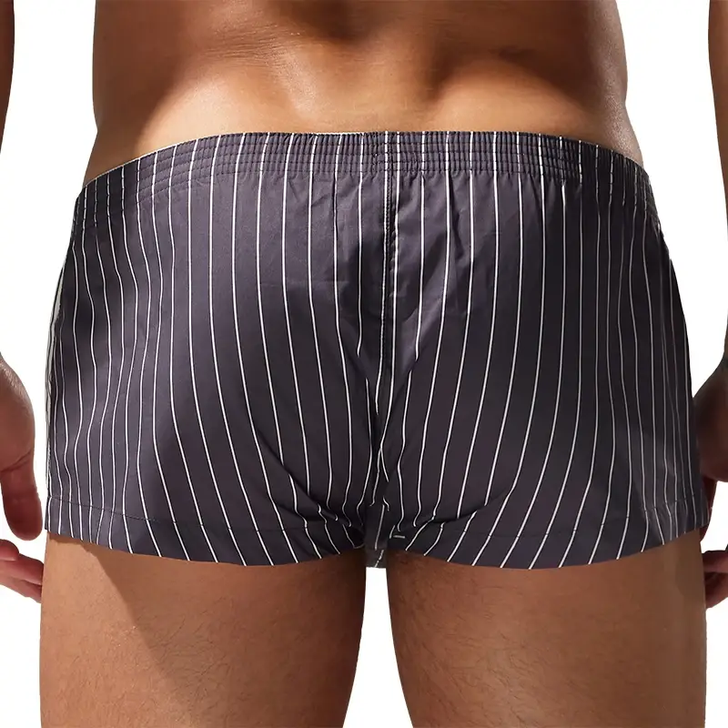 Seobean Men's Color-Block Striped Pure Cotton Home Underwear Shorts Comfortable Breathable Casual Pants for Men