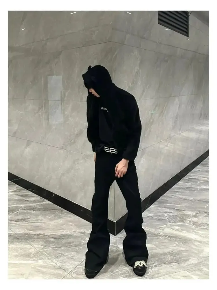 Ανδρικό τζιν παντελόνι High Street RO Ανδρικό 24SS Basic ελαστική μαύρη κορδέλα Loose Flared Streetwear Casual Jeans Παντελόνι Ανδρικά Ρούχα