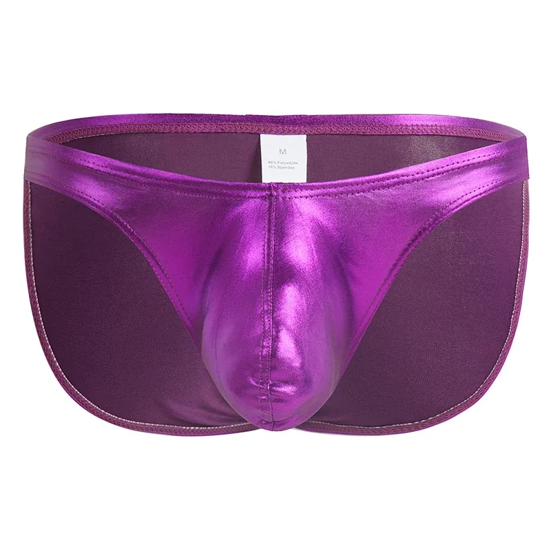 Men's Fashion Low Waist Imitation Leather Briefs with U Convex Pouch Sexy Underwear Lingerie 3PCS/2PCS/1PC Set