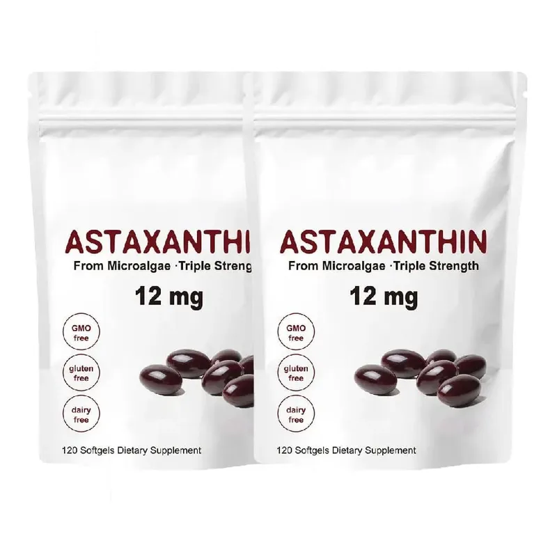 Astaxanthin 12mg Premium Astaxanthin תוספי נוגדי חמצון | תומך במחזור הפנימי של מפרק העין בבריאות העור | שִׁזוּף