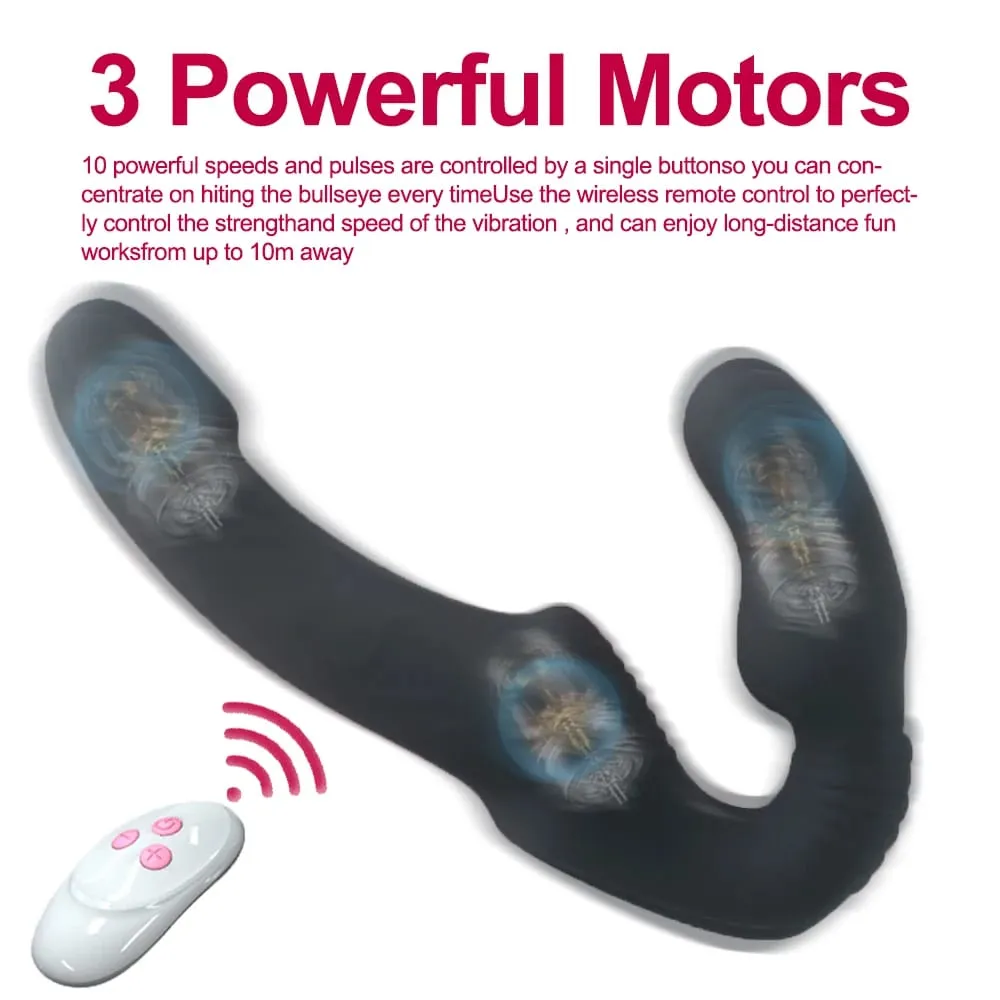 10 Speeds Strapless Strapon Dildo Vibrator Γυναικείο Διπλό Δονούμενο G Spot Παιχνίδια σεξ ενηλίκων για γυναίκες Μασάζ πρωκτού προστάτη για ζευγάρια — image 2
