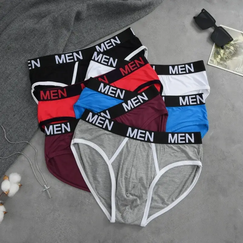 1Pcs/Set Men's Viscose Letter Panties Seamless High Quality Breathable Underpants Male Elastic Soft Comfortable Underwear S-XL
