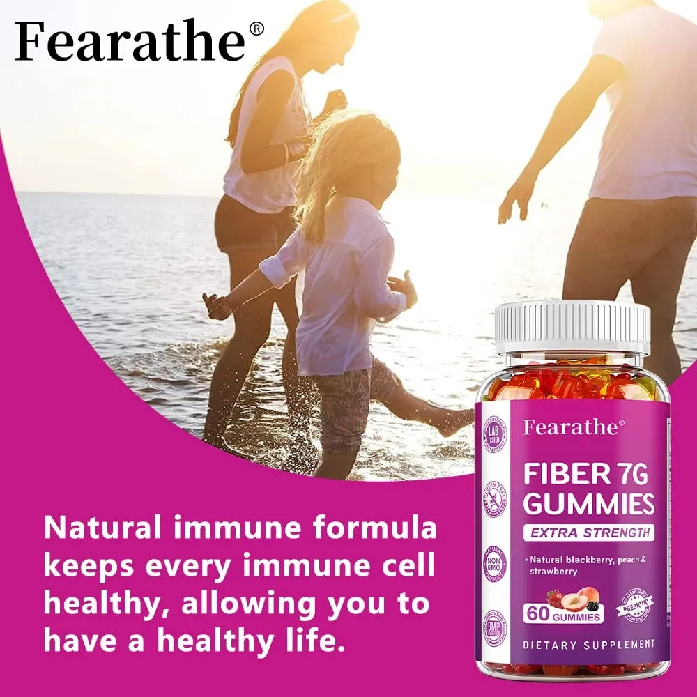 Prebiotic Fiber Gummies para sa Matanda - 7G Fiber Extrang Lakas - Zero Sugar Added - Digestive Health & Regularity Support