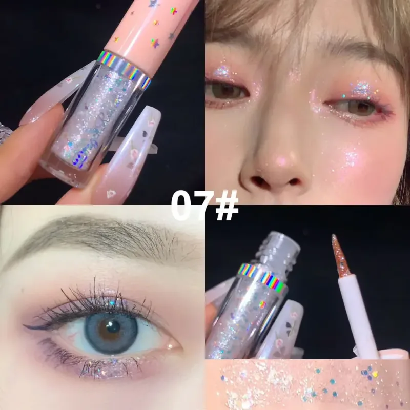 נצנצים כחולים נוזלי Eyeshdaow גליטר ג'ל מבריק מתכתי אייליינר עט יהלום שימר עמיד למים עיניים כלי איפור מסיבת יופי
