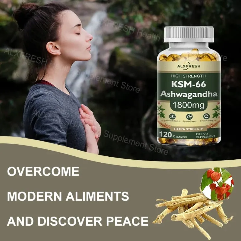 Ashwagandha Capsules for Stress Relief Focus Brain Energy Support Sleep Health Supplement