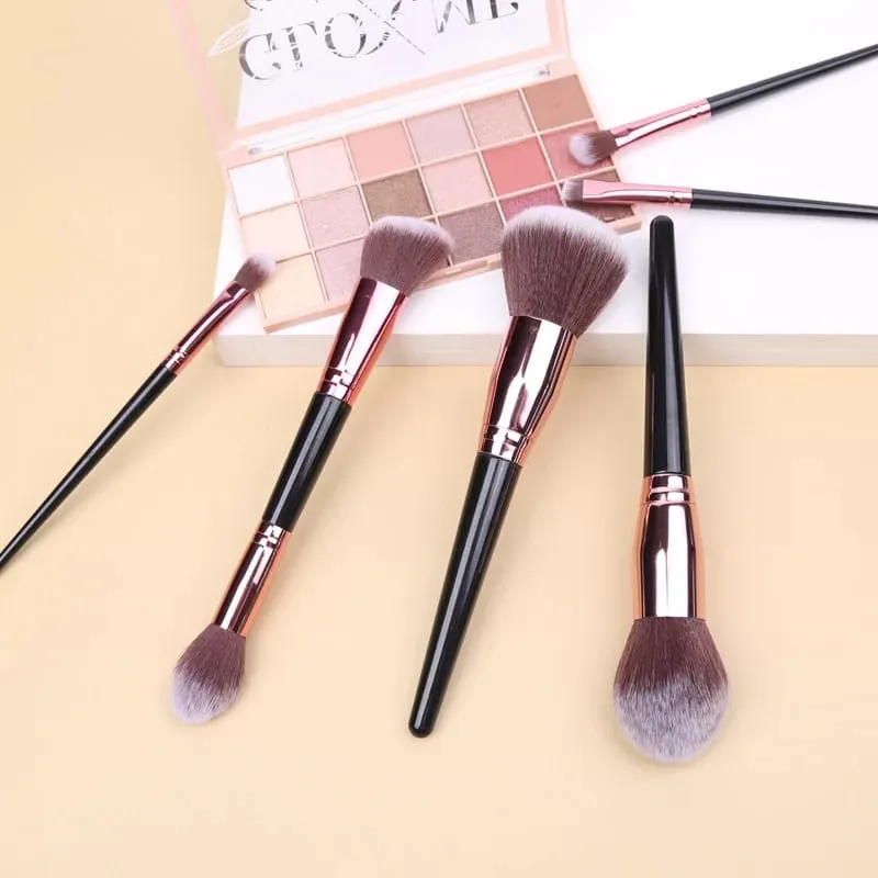 15 Buah Set Kuas Rias dengan Tas Bedak Eye Shadow Foundation Bibir Alat Kecantikan Profesional Kuas Rias