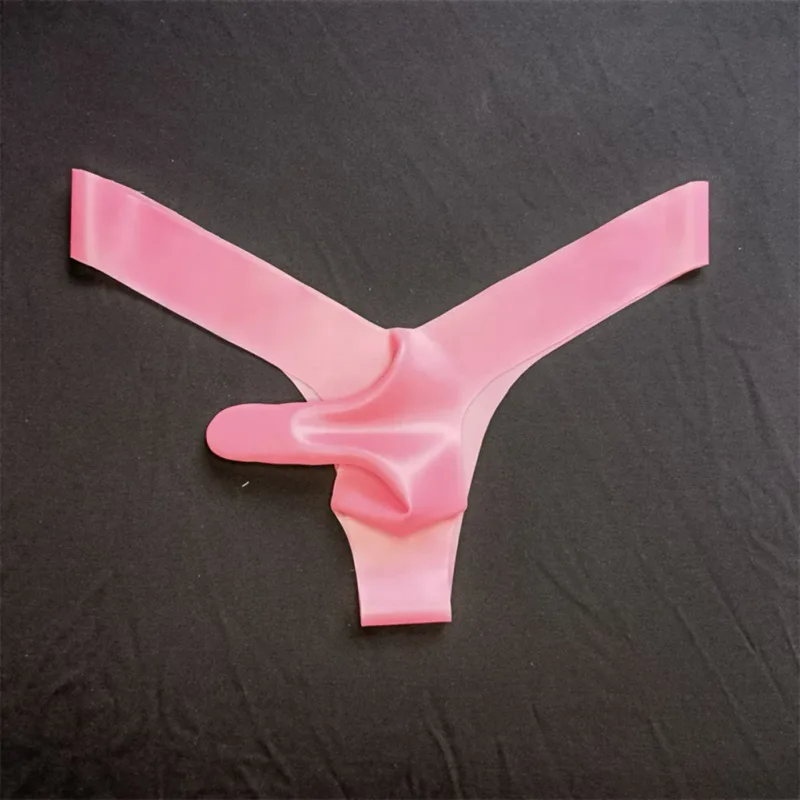 Mens Latex Foam Soft G-strings Sexy Lingerie Underwear Rubber Elephant Nose Pouch Thongs Man Sheer Exotic Panties