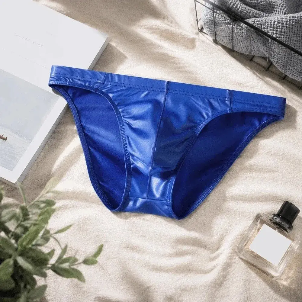Comfortable Bulge Pouch Men Underwear Low Waist Lingerie Satin Silk Briefs Underpants Solid Color Panties Gifts
