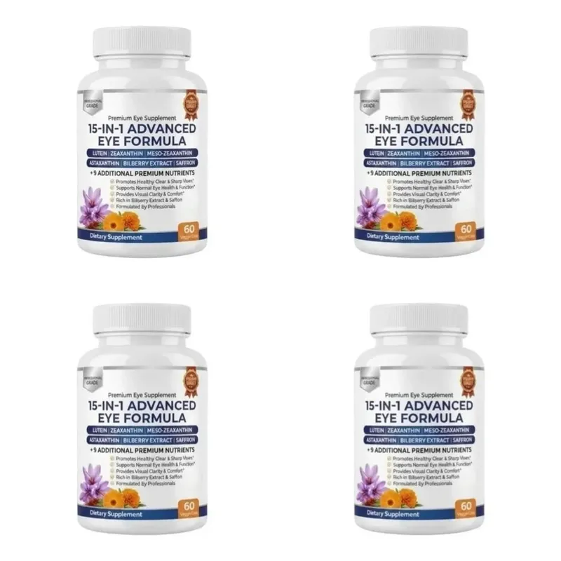 Premium 15-in-1 Advanced Eye Formula na may Lutein Zeaxanthin Astaxanthin Bilberry at Saffron ay sumusuporta sa Eye Wellness 60 Capsules