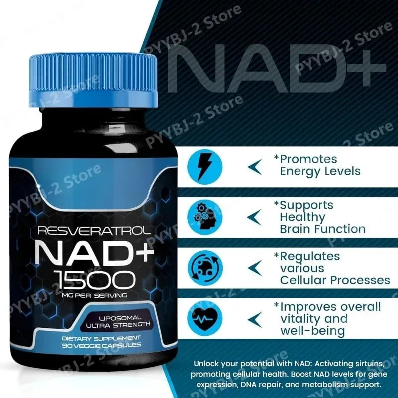 NAD + Viên Với Resveratrol Thảo Dược Bổ Sung Chất Chống Oxy Hóa Hỗ Trợ Sức Khỏe Tế Bào Năng Lượng & Chống Lão Hóa Dành Cho Nữ 90 Miếng — image 2