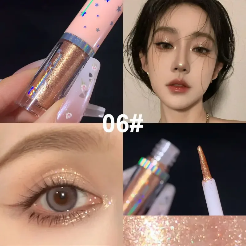 נצנצים כחולים נוזלי Eyeshdaow גליטר ג'ל מבריק מתכתי אייליינר עט יהלום שימר עמיד למים עיניים כלי איפור מסיבת יופי