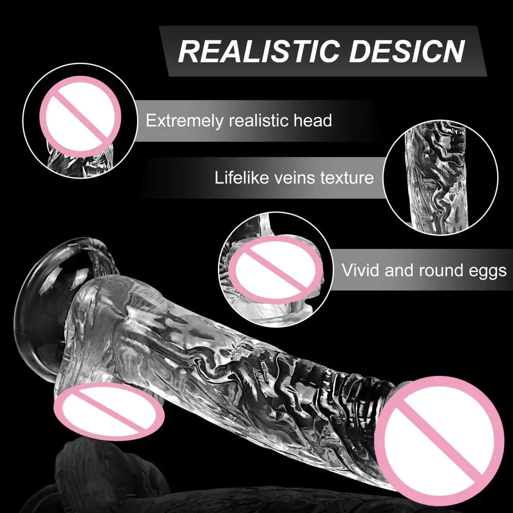 4 Sizes Transparent Soft Jelly Dildo Realistic Fake Dick Penis Sucker Butt Plug Sex Toys for Woman Men Vagina Anal Sex Toys