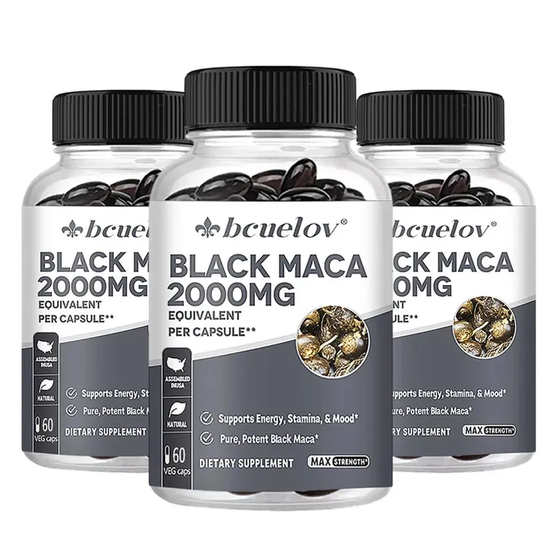 Black Maca kapszula 20000mg - Támogatja az agyműködést Elősegíti az izomnövekedést és a helyreállítást Szuper felszívódás javítja a vitalitást