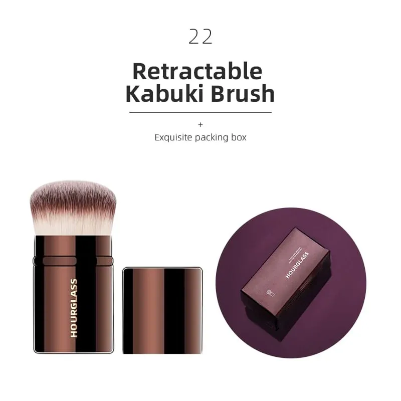 Hourglass Makeup Brush Lahat ng Uri ng Eyeshadow Foundation Concealer Powder Bronzer Blusher Eyeliner Retractable Professional Brushes