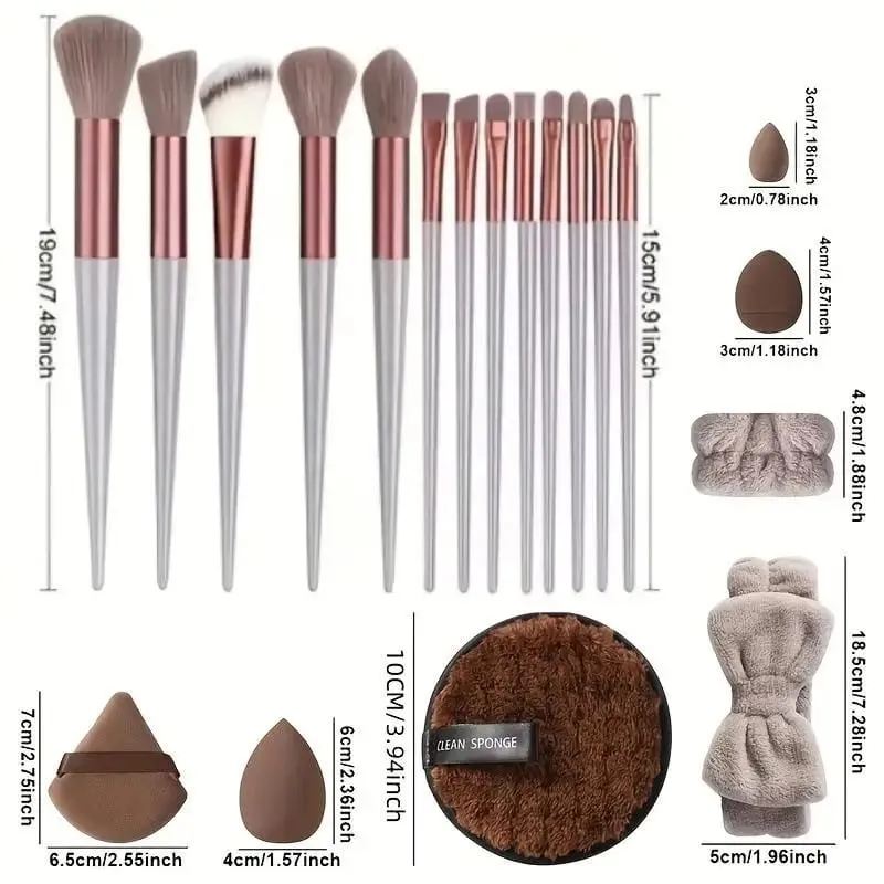 20 33Pcs Buong Makeup Tool Set na May Puff Brush Beauty Sponge Para sa Makeup Applying At Pag-alis ng Pang-araw-araw na Paggamit
