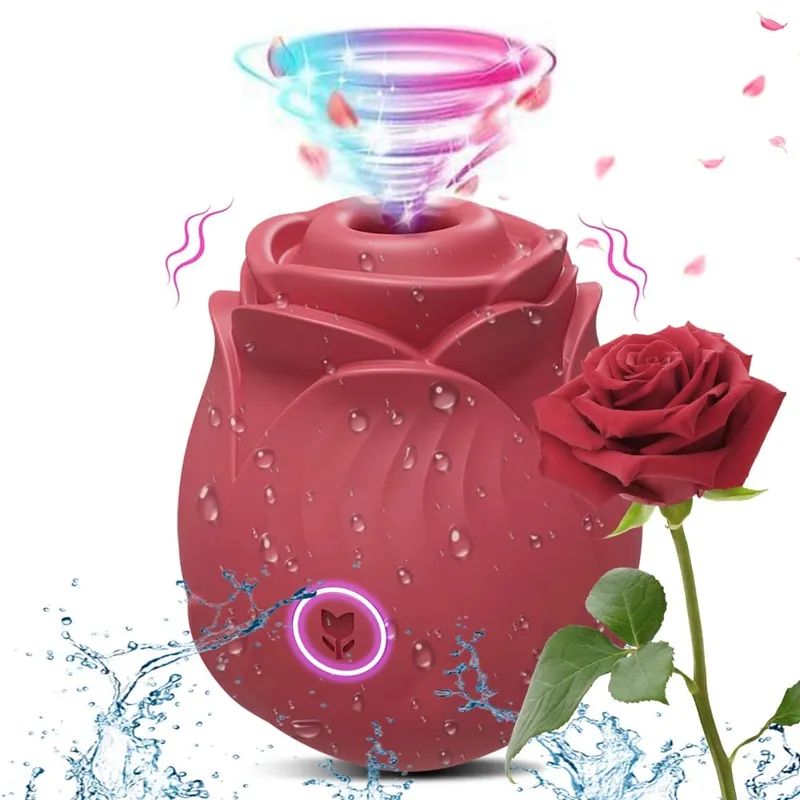 Rose-Sucking Thrusting Dildo Vibrator για γυναίκες Διεγέρτης κλειτορίδας θηλής Δόνηση γλώσσας αυγού που γλύφει κλειτορίδα Sucker σεξουαλικά παιχνίδια