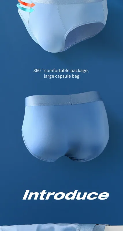 3PCS men's ice - silk underwear. Thin - style for summer, with U - convex briefs. Breathable, solid - colored shorts