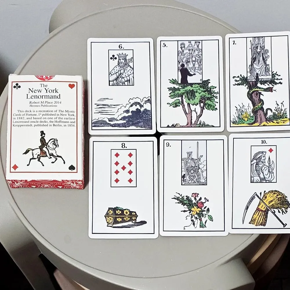 The New York Lenormand Pakli – Történelmi, 9*6 cm-es, 36 kártyás jóspakli, vintage stílusú, kartonos kártyák dupla dombornyomással