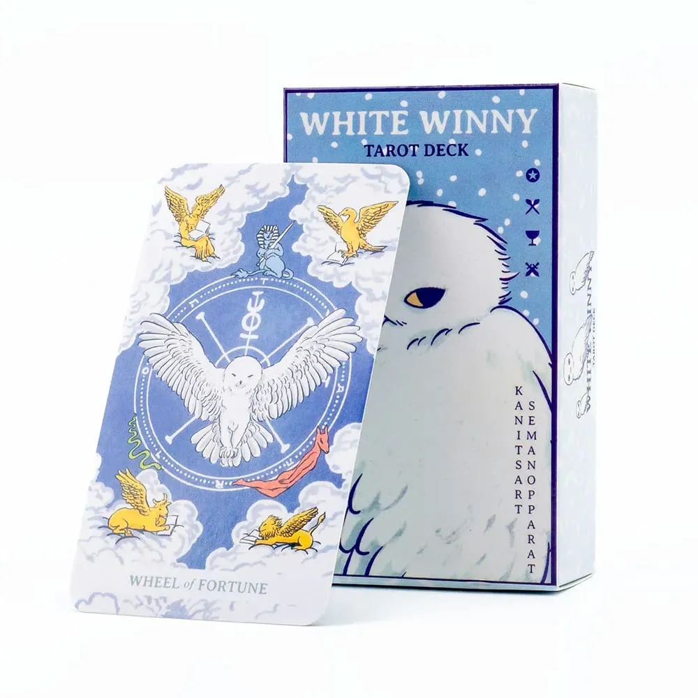 Fehér Winny Tarot angol kiadású 80 kártyapakli PDF-útmutatóval, sorsjóslás kártyákkal kezdőknek, társasjátékoknak
