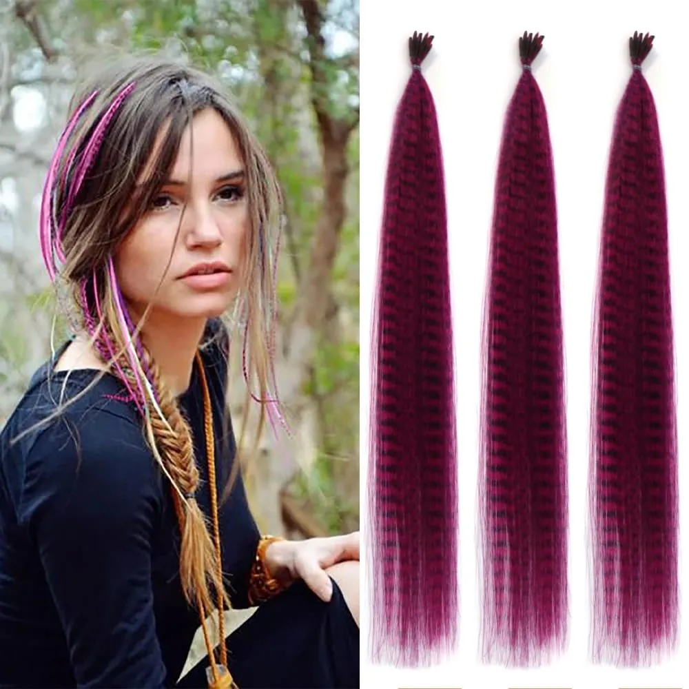 30roots Colored Synthetic Feather Ripe Extension μαλλιών 16 Inch I Tip Party Cosplay For Music Festival Halloween Christmas