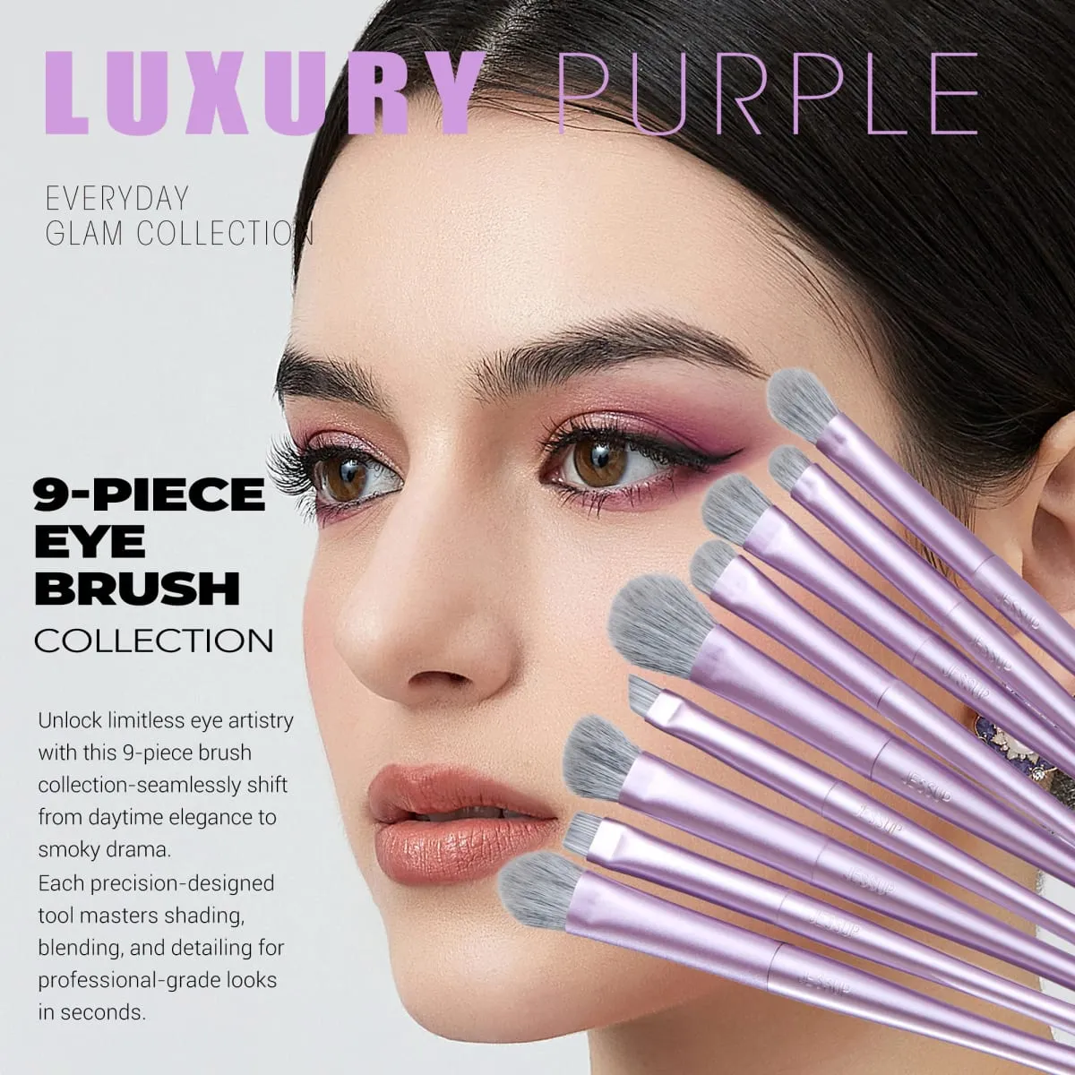 Σετ πινέλα μακιγιάζ Jessup 4/6/7/10/14/15 τεμ. Foundation MakeUp Brush Face Shadow Eyeshadow Blending Highlighting Concealer Luxury Purple