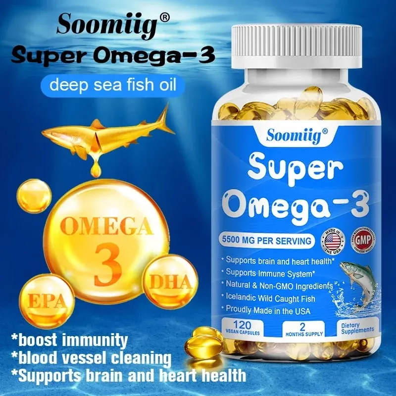 Triple Potency Capsules Omega-3 Fish Oil + DHA + EPA-Sinusuportahan ang Pinagsanib na Utak at Kalusugan ng Mata na Pinahuhusay ang Immune Function Antioxidant