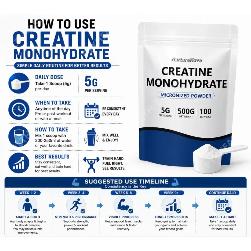 Micronized Creatine Monohydrate Powder 500g 100 Servings 5g Scoop Sports Nutrition Supplement for Men & Women
