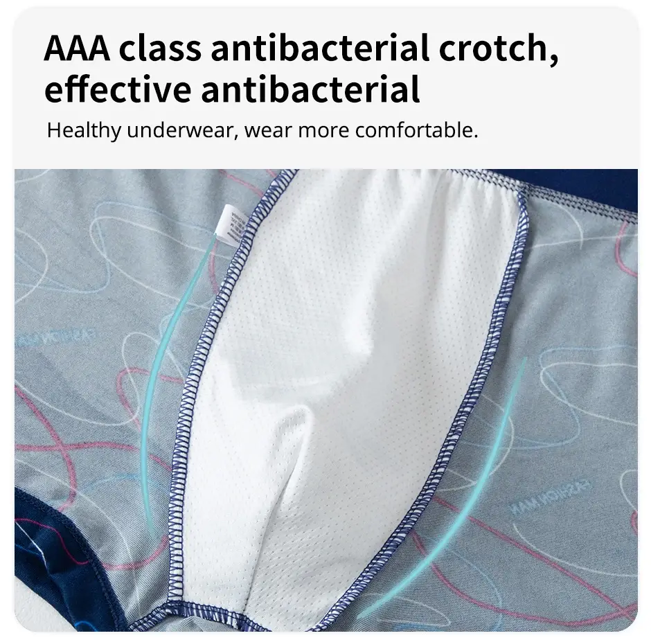 4-teilige Herrenmode, bedruckte Unterwäsche, atmungsaktive Schritt-Boxershorts für Teenager, bequeme Übergrößen-Unterwäsche bis 6XL.