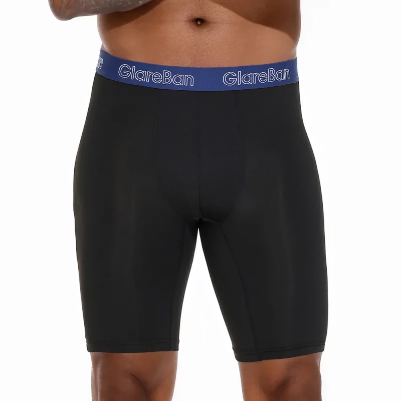 4 Stück gemischte Farben, schnell trocknende Boxershorts mit langem Bein, Unterhose, Unterwäsche für Zuhause und Sport, hochwertige Herrenhöschen