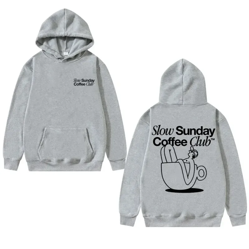 Unisex Slow Sunday Coffee Club Pull à capuche Funny Meme vintage Casual Streetwear Sweatshirt, plusieurs couleurs disponibles
