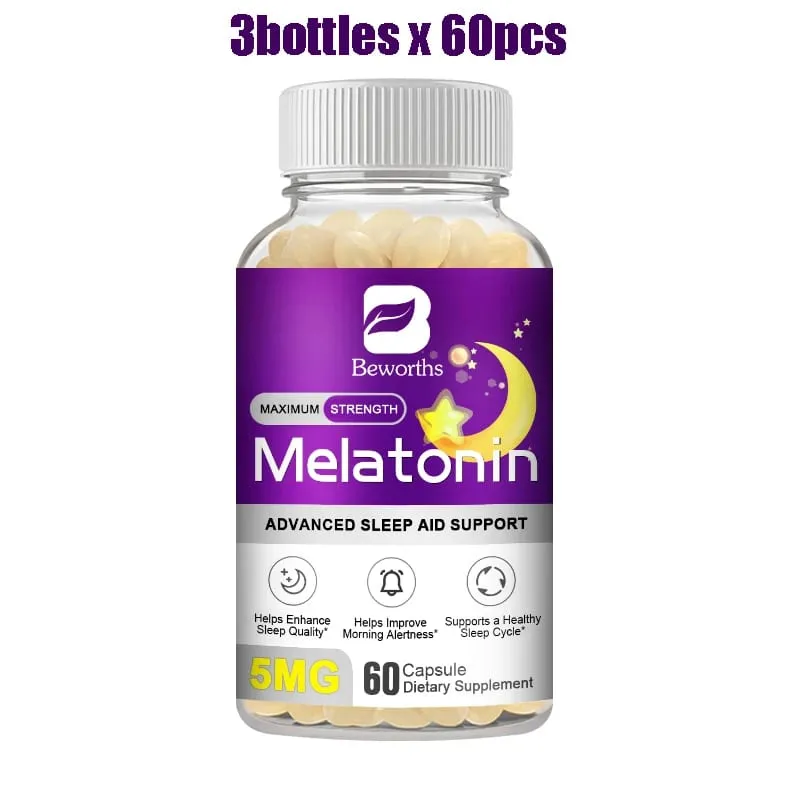 5MG Melatonin Capsules Sleep Better Prolong Sleep Time Walang Insomniac Pagpapabuti ng Kalidad ng Pagtulog Tulungan ang Matulog ng Himbing