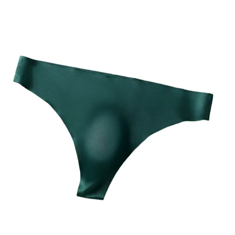 Men Seamless Ice Silk G-String Underwear 3D Bulge Pouch Low-rise T-Back Thongs Low Rise Men Bikini Briefs U Pouch Lingerie