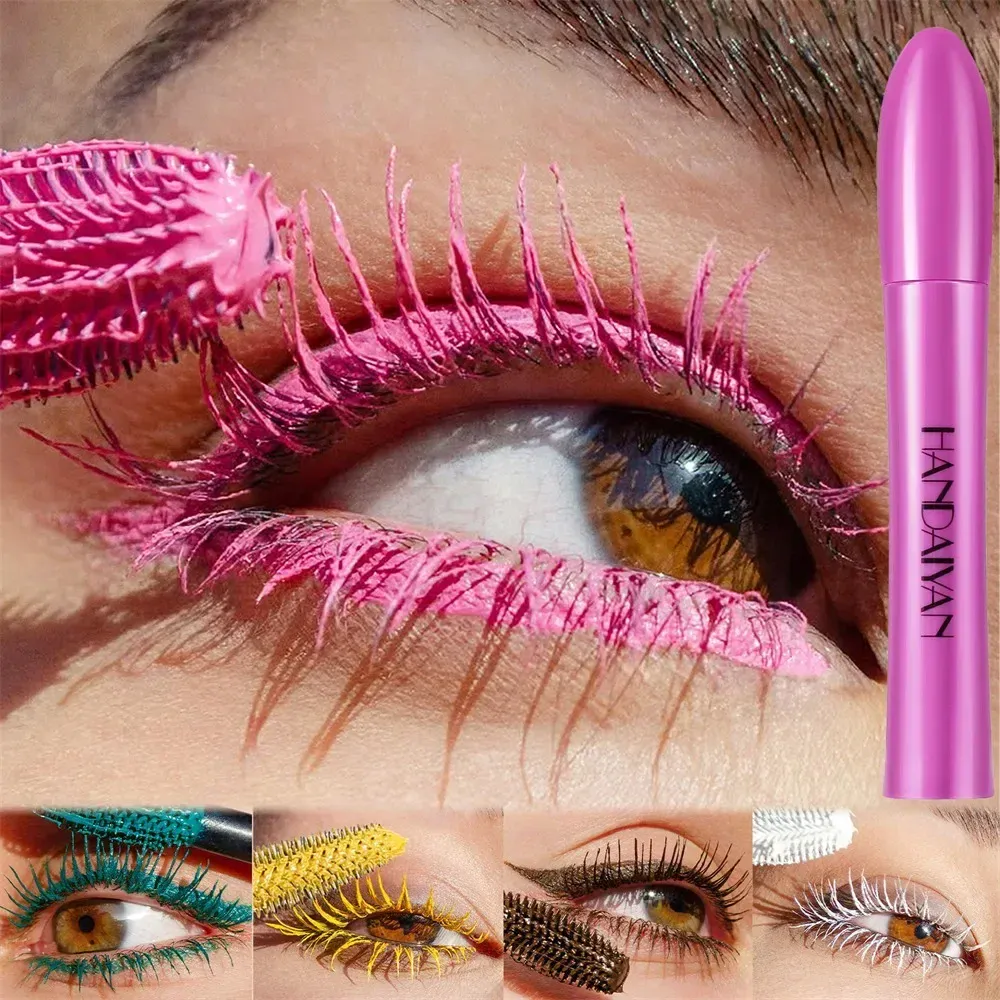 10 Χρώματα αδιάβροχη μάσκαρα όγκου Smudge-Proof Curling μακράς διαρκείας Sapphire Blue Pink Mascara for Eye Makeup Cosmetics