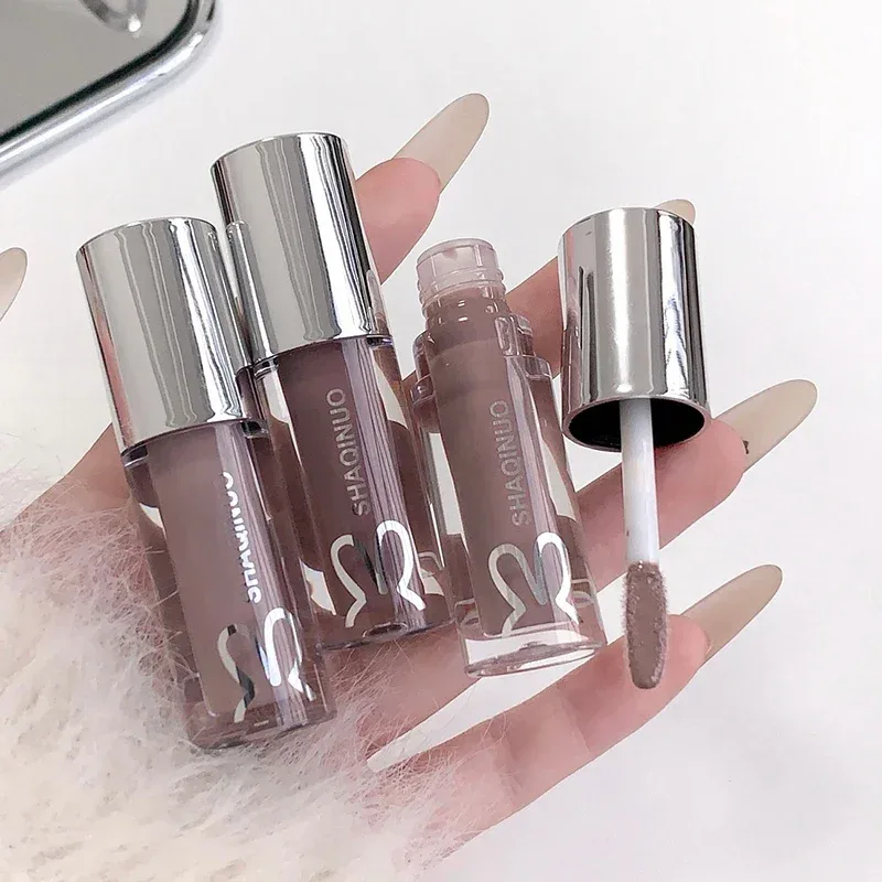 Καθρέφτης Watery Lip Gloss Διαρκής ενυδατική απόχρωση χειλιών Cool μαύρο ασημί γκρι μαργαριτάρι λεπτό αφρώδη κραγιόν καλλυντικά μακιγιάζ