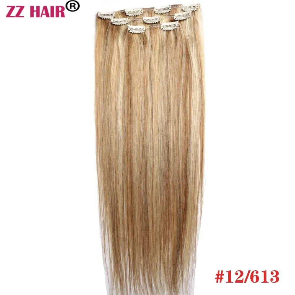 100% תוספות שיער Human Remy 16"-28" 80g-100g 3 יחידות סט 1x20 1x15 1x10 קליפס-בשלוש חתיכות אור ישר טבעי
