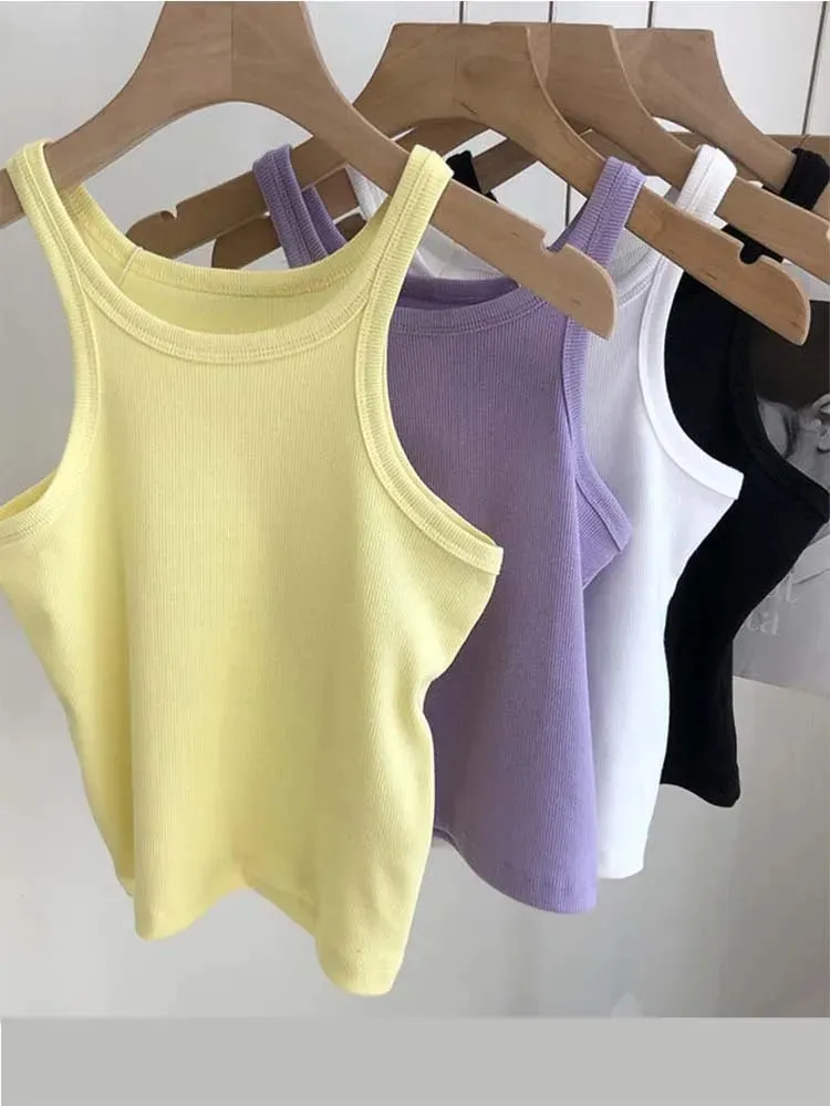2024 Women Tank Tops Sexy Cropped Top Female Women Summer Camisole Camis Black White Sport Clothes For Women