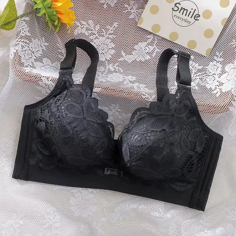 Ultra-vastag Push Up melltartó 12 cm-es vastag, csipkés csésze, összegyűjtött vezeték nélküli melltartó oldalsó tartása Teljesen fedő fehérnemű A/B csészékhez