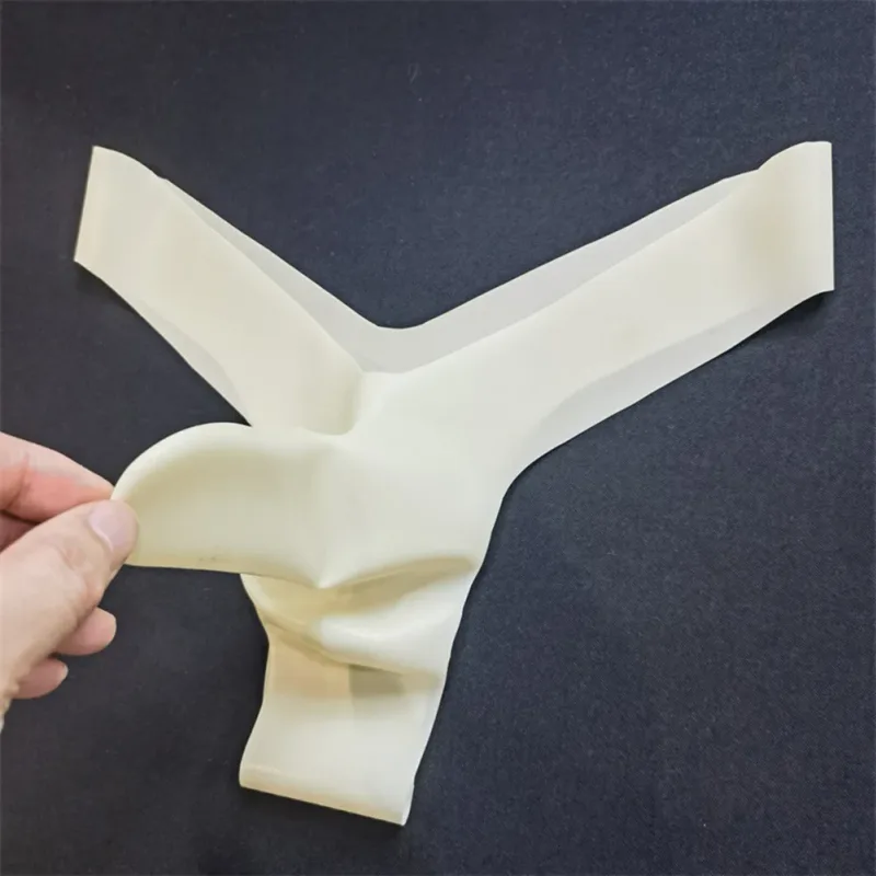 Mens Latex Foam Soft G-strings Sexy Lingerie Underwear Rubber Elephant Nose Pouch Thongs Man Sheer Exotic Panties